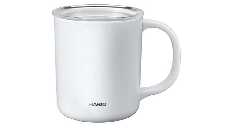 HARIO(ハリオ) セラミックコーティング 真空二重保温マグ ホワイト 350ml フタ付き CMG-350